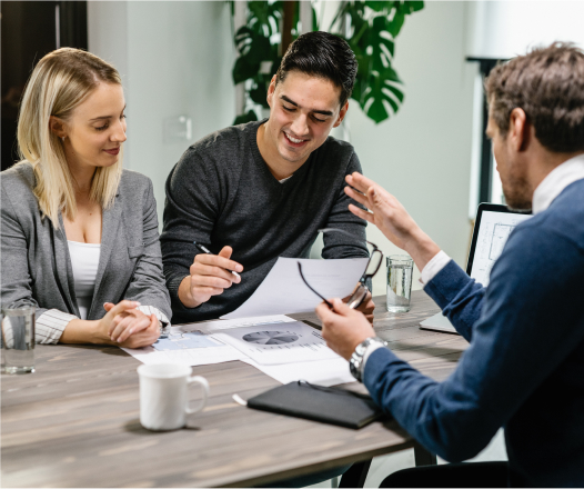 Team discussing insurance